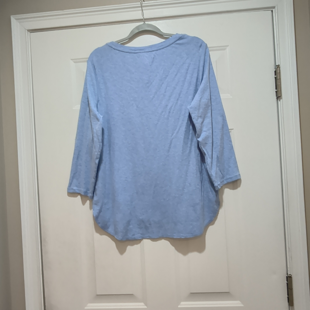 nwt tommy bahama Scoop Neck 3/4 Sleeve Blue Cotton Shirt Women's Size XL - Picture 4 of 9